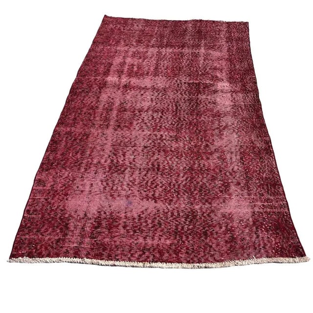 Textile Turkish Over-Dyed Red Rug in Wool For Sale - Image 7 of 11