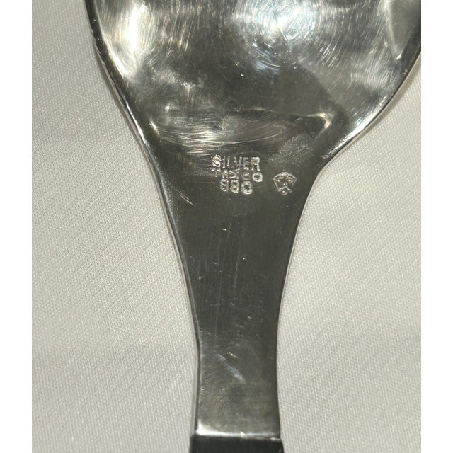 1950s Vintage Taxco Modernist 980 Fine Silver & Rosewood Salad Serving Set - 2 Pieces For Sale In Seattle - Image 6 of 8