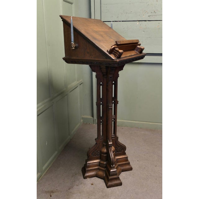 19th Century Carved Oak Reading Podium For Sale - Image 4 of 8
