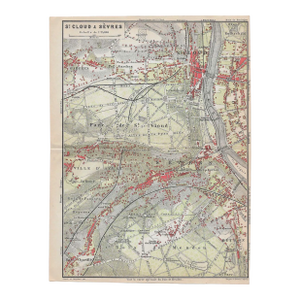 Antique Map of Sevres and St Cloud Paris France