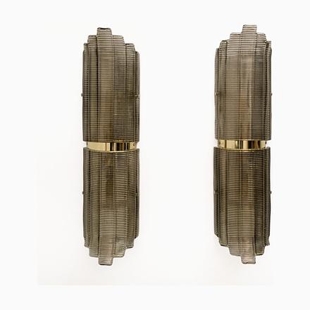 Modern Brass and Textured Murano Glass Wall Lights, Italy, 2000, Set of 2 For Sale - Image 11 of 11