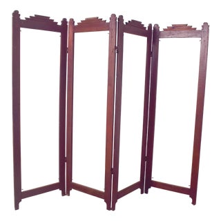 Art Deco Portuguese Wooden Folding Screen Frame, 1930 For Sale