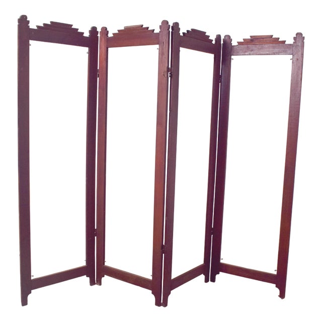 Art Deco Portuguese Wooden Folding Screen Frame, 1930 For Sale