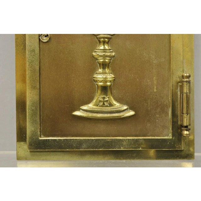 Metal Antique Gothic Bronze Wall Hanging Altar Door Tabernacle With Chalice (B) For Sale - Image 7 of 10