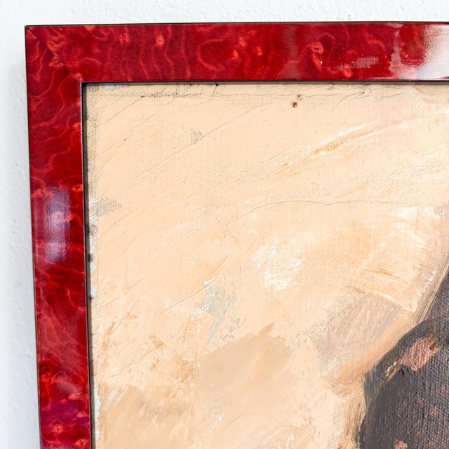 Wood 1960's Woman Portrait Oil Painting For Sale - Image 7 of 11