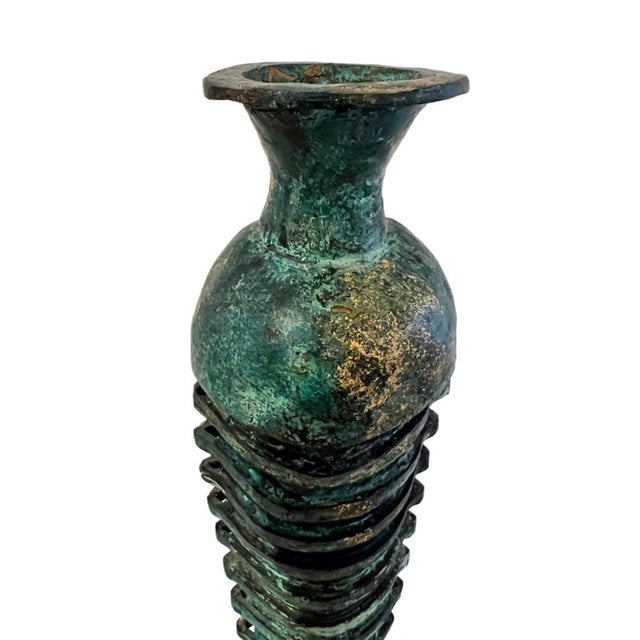 Egyptian Revival Patinated Bronze and Gilt Vase, 1990s For Sale - Image 3 of 6