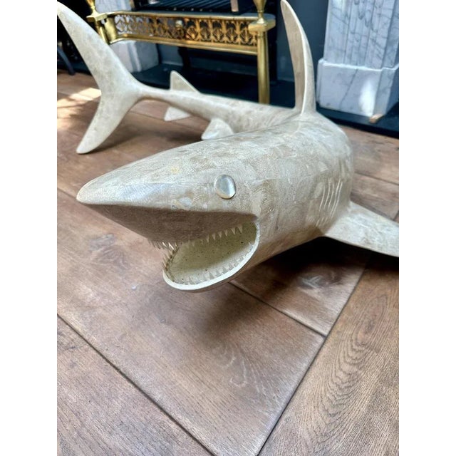 Large Marble Shark Sculpture by Maitland Smith, 1980 For Sale - Image 9 of 16