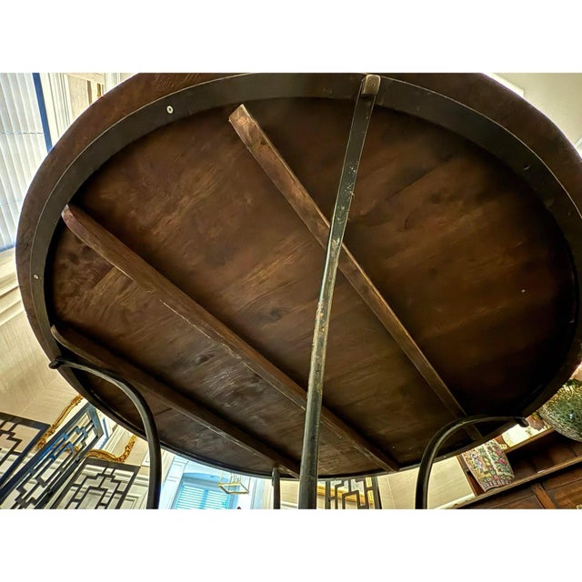 Vintage Heavy Iron & Mahogany Round Dining Table For Sale In Chicago - Image 6 of 11