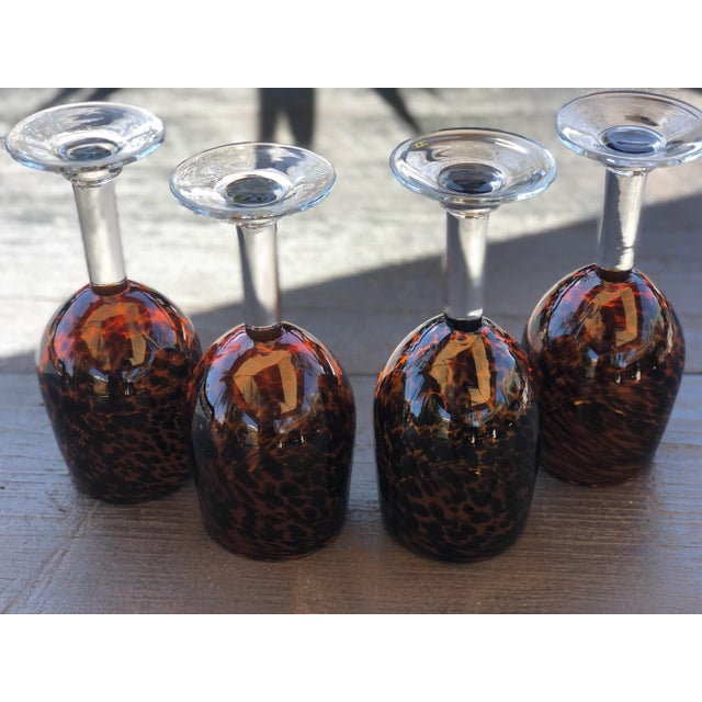 Vintage Faux Tortoise Shell Wine Glasses- Set of 4 For Sale In Miami - Image 6 of 10