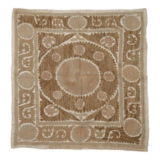 Tashkent Suzani Tablecloth - Vintage Textile 3'7'' X 3'11'' For Sale