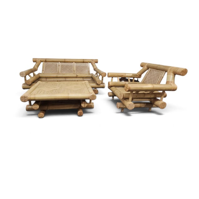 1970s–1980s Monumental Bamboo Living Room Suite, Vivai Del Sud and Budji Layug Style For Sale - Image 4 of 18