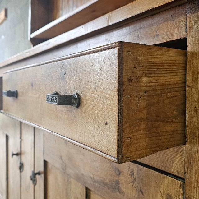 Tan Antique English Pine Kitchen Hutch or Dresser - Circa 1890 For Sale - Image 8 of 12