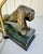 Art Deco Vintage Stretching Lion Bronzed Metal and Marble Desk Writing Table Foyer Table Lamp For Sale - Image 3 of 12