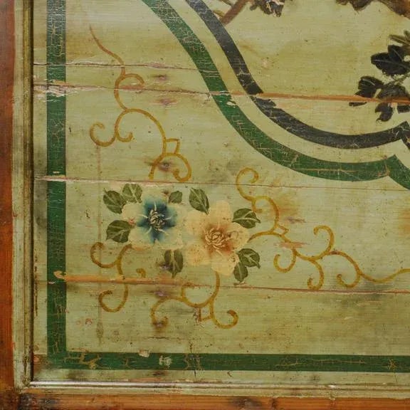 Mid 19th Century Antique Chinese Painted Bed Canopy With Peonies & Pheasants, 19th Century For Sale - Image 5 of 6