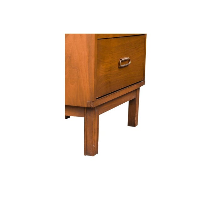 1970s Mid Century Cane Walnut Brass Nightstand For Sale - Image 4 of 8