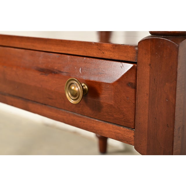 Davis Cabinet Co. American Colonial Carved Solid Cherry Wood Nightstand, Circa 1960s For Sale In South Bend - Image 6 of 14