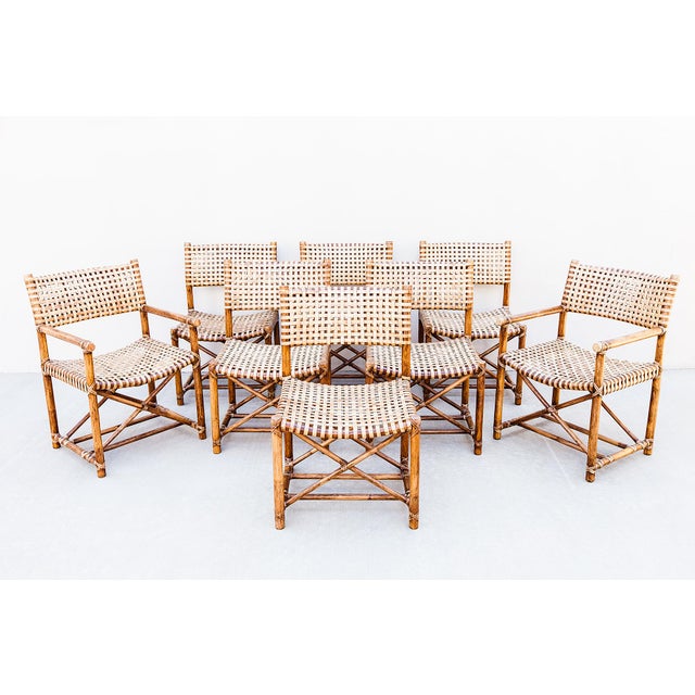Vintage McGuire Antalya Dining Chairs in Bamboo & Laced Rawhide For Sale - Image 10 of 18
