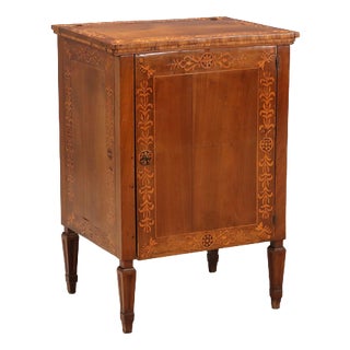 Walnut Bedside Table with Inlays For Sale
