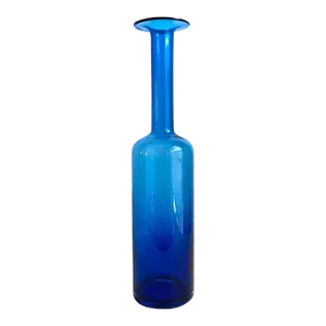 Mid Century Modern Blue Art Glass Vase Attributed to Holmegaard Large 17” Tall