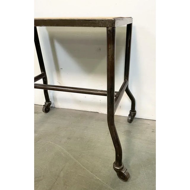 Industrial Side Table on Wheels, 1960s For Sale - Image 6 of 11