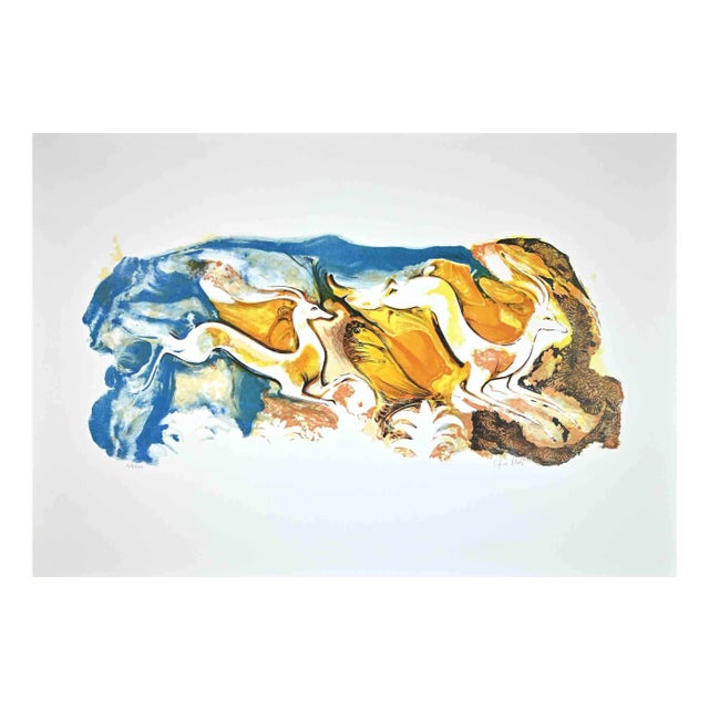 Orfeo Vitali, Deers, Original Lithograph, 1970 For Sale