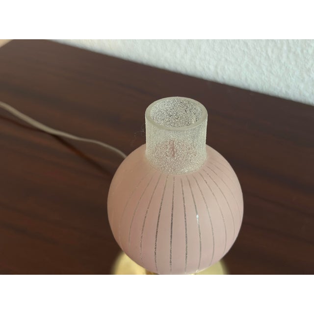 Pink Glass Table Lamp, 1950s For Sale - Image 9 of 9