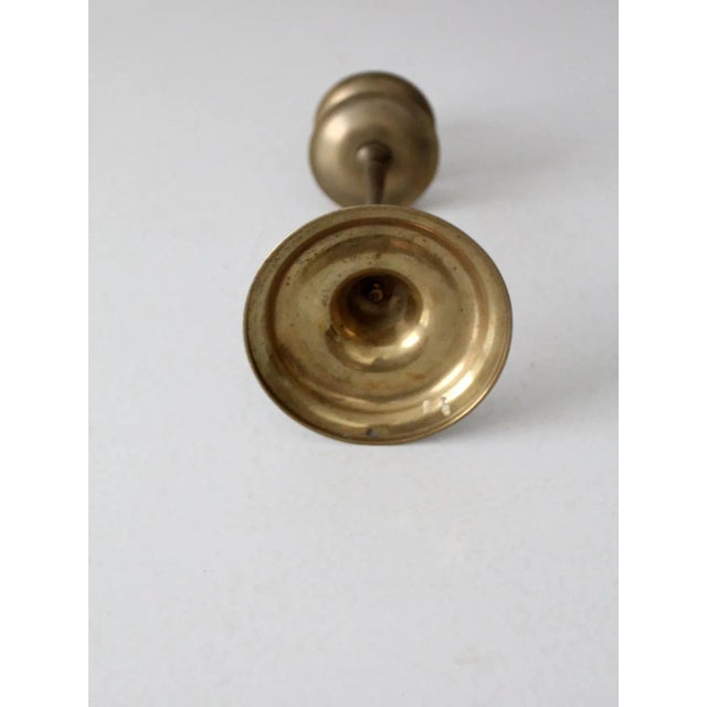 Vintage Etched Brass Candlestick Holder For Sale - Image 4 of 10