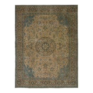 1970s Vintage Persian Handmade Wool Cotton Brown Area Rug For Sale