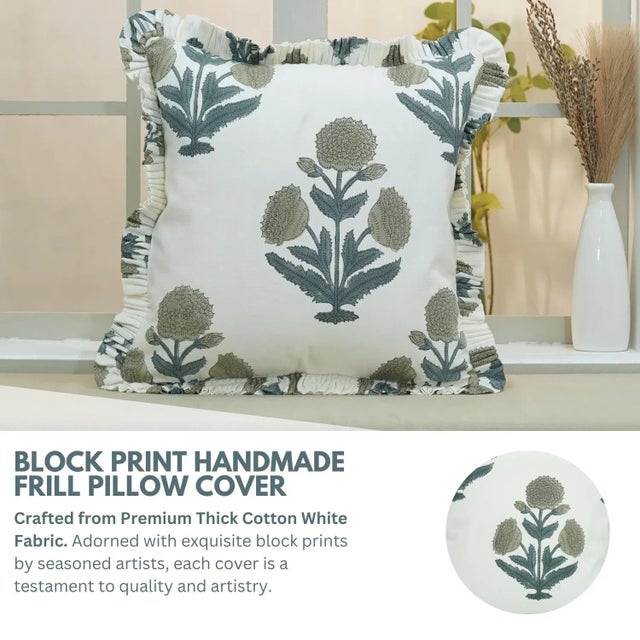 Add artisanal charm to your home with this block print handmade cushion cover. Crafted from thick cotton white , it offers...