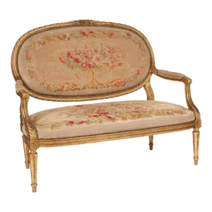 Antique Louis XVI Style Gilt Wood Settee