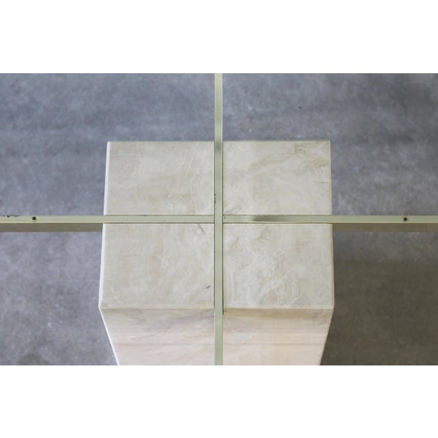 Vintage Italian Travertine Stone & Brass Dining Table Post Modern Artedi For Sale - Image 9 of 10