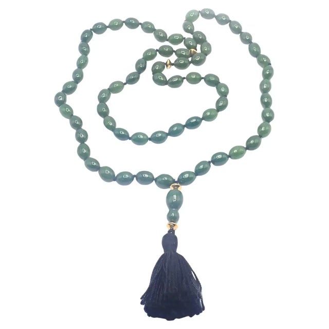 18k Yellow Gold Nephrite Jade Bead Necklace by Angela Cummings for Tiffany & Co. *A string of worry beads from 1970's to...