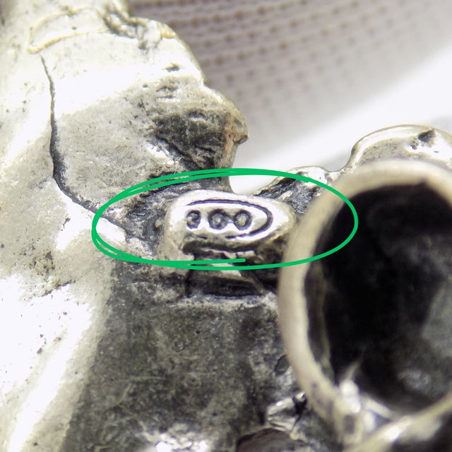 Silver Vintage Italian Handmade Genuine Silver Grapes Flat Miniature Figurine For Sale - Image 8 of 12