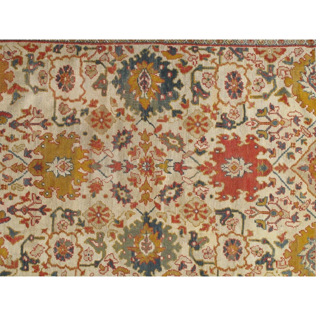 Antique Persian Sultanabad Carpet, Wool Ivory Oriental Rug Hand Knotted For Sale - Image 11 of 18