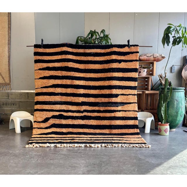 Moroccan Tiger Stripe Wool Rug For Sale - Image 11 of 11