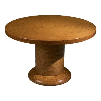 Pentagono Round Center Table in Layered Plywood by Pino Pedano, Italy, Late 1970s For Sale