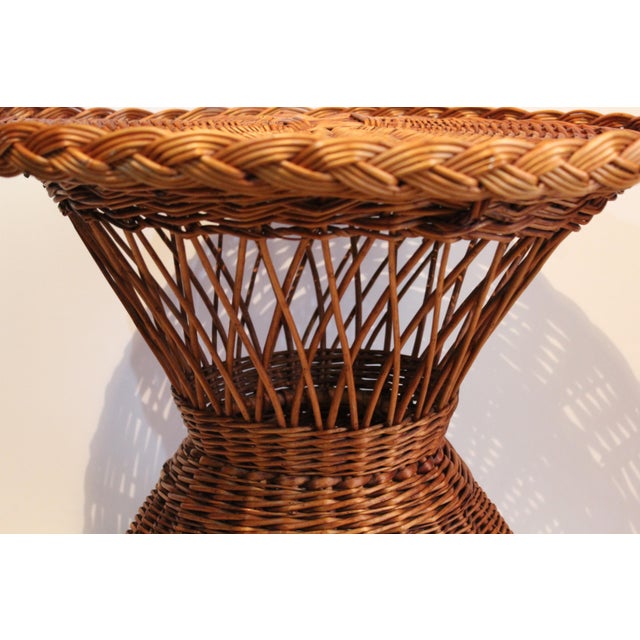 Vintage French Round Wicker Table, 1970s For Sale - Image 9 of 18