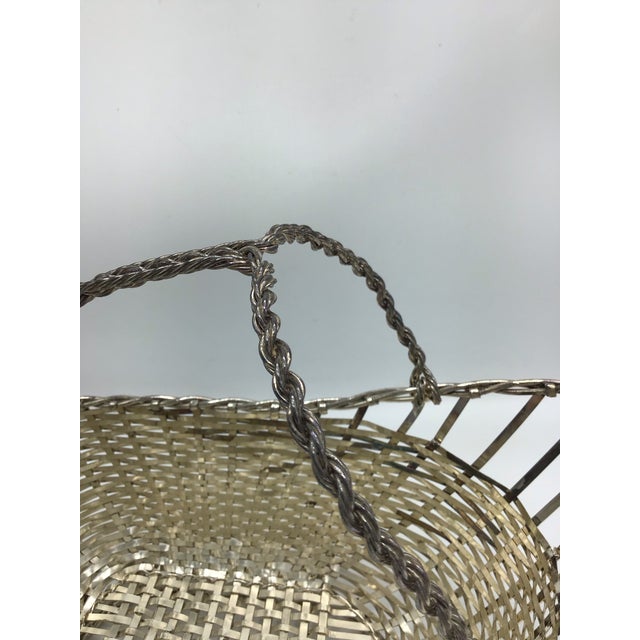 Metal Vintage French Wine Basket Caddy Woven Wire Christofle Style For Sale - Image 7 of 8