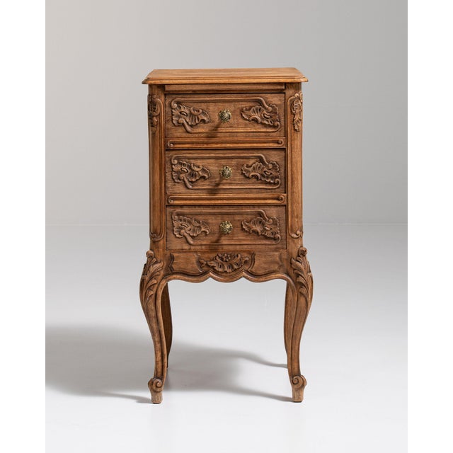 Gold 19th Century France Golden Oak Carved Oak Petite Commode For Sale - Image 8 of 11