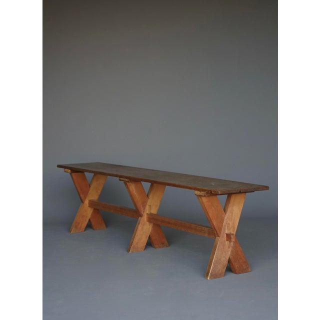 Rustic Farmhouse Benches in Cherry and Oak, 1940s, Set of 2 For Sale - Image 4 of 13
