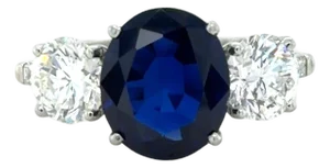 Vintage Birks, Agl 3.32 Carats Sapphire and Diamond Ring, Size 7.25