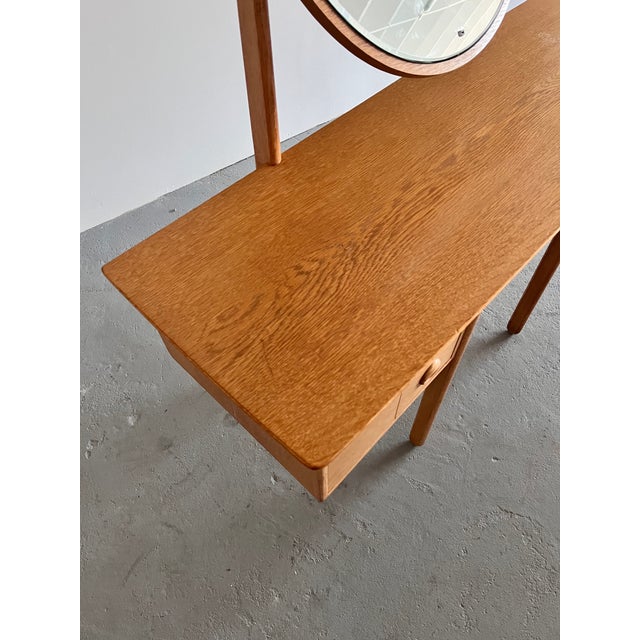 Vintage Norwegian Oak Dressing Table with Mirror, 1970s For Sale - Image 4 of 9