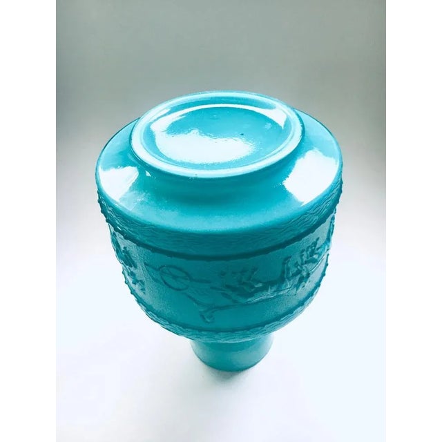 Vintage Mid-century Modern Italian Design Cyaan Blue cased opaline glass vase. Made in Italy, 1960's. Cyaan blue with...