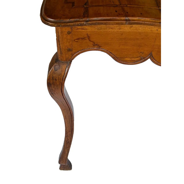 Portuguese Provincial Inlaid Fruitwood Console Table For Sale - Image 4 of 7