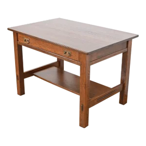 Stickley Antique Mission Oak Arts & Crafts Desk or Library Table, Newly Refinished