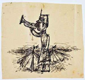 Anselmo Bucci, The Watchman, 1910s, Ink on Paper