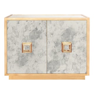 Matthew Izzo Home Winslow Antique Mirror and Gold Leaf Two Door Cabinet For Sale