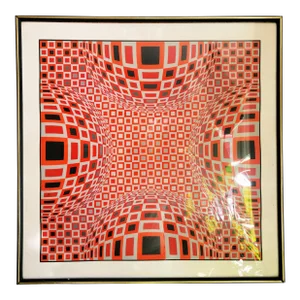 1980s "Enigma" Victor Vasarely Op Art Silkscreen Serigraph, Framed