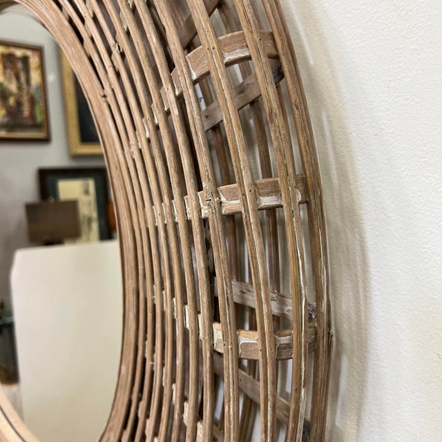 Vintage Coastal Split Reed Mirror For Sale - Image 4 of 11