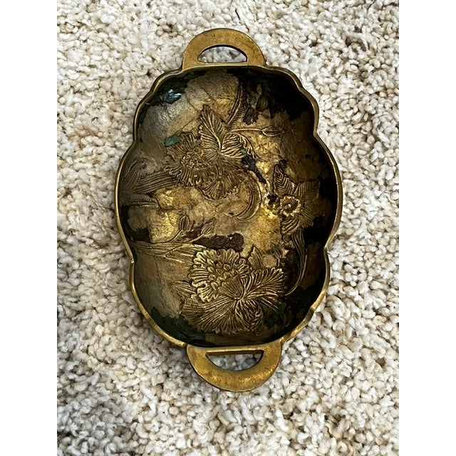 Mt675 Vintage Heavy Brass and Enamel Trinket Dish For Sale In New York - Image 6 of 6